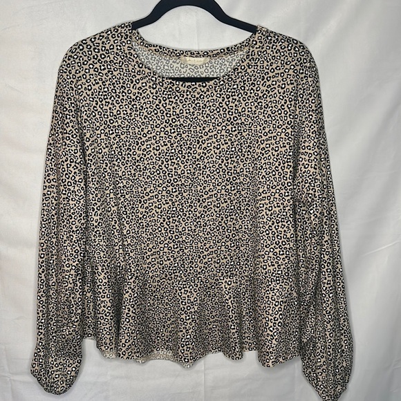 ALTAR'D STATE CHEETAH PEPLUM LONG SLEEVE (SIZE S) - Picture 1 of 5